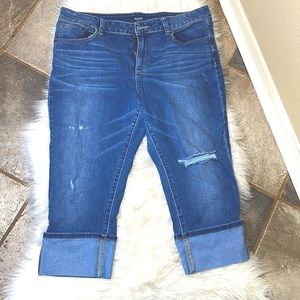 Distressed Denim Capris